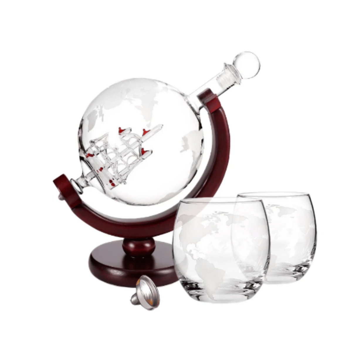 Image of Handmade Globe Whiskey Decanter Set