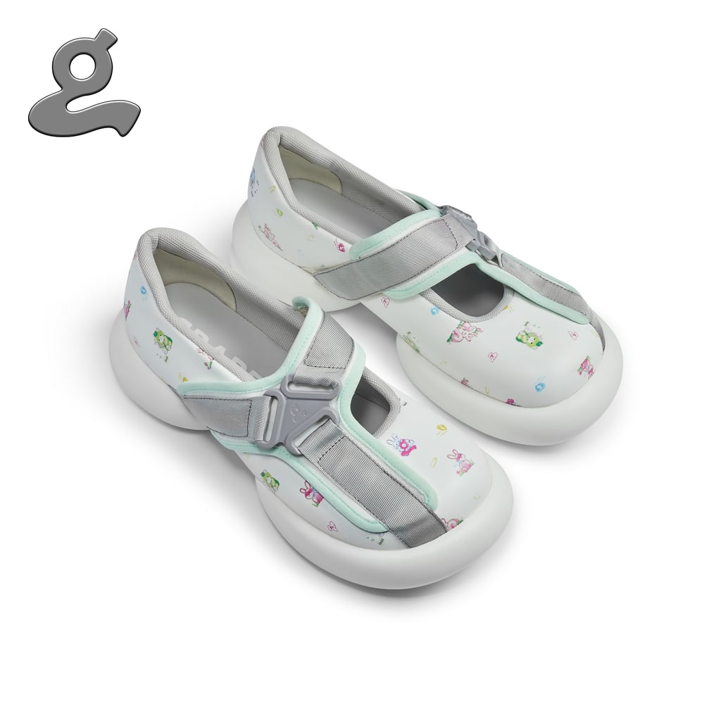 Image of White Printing Safety Buckle Mary Jane shoes