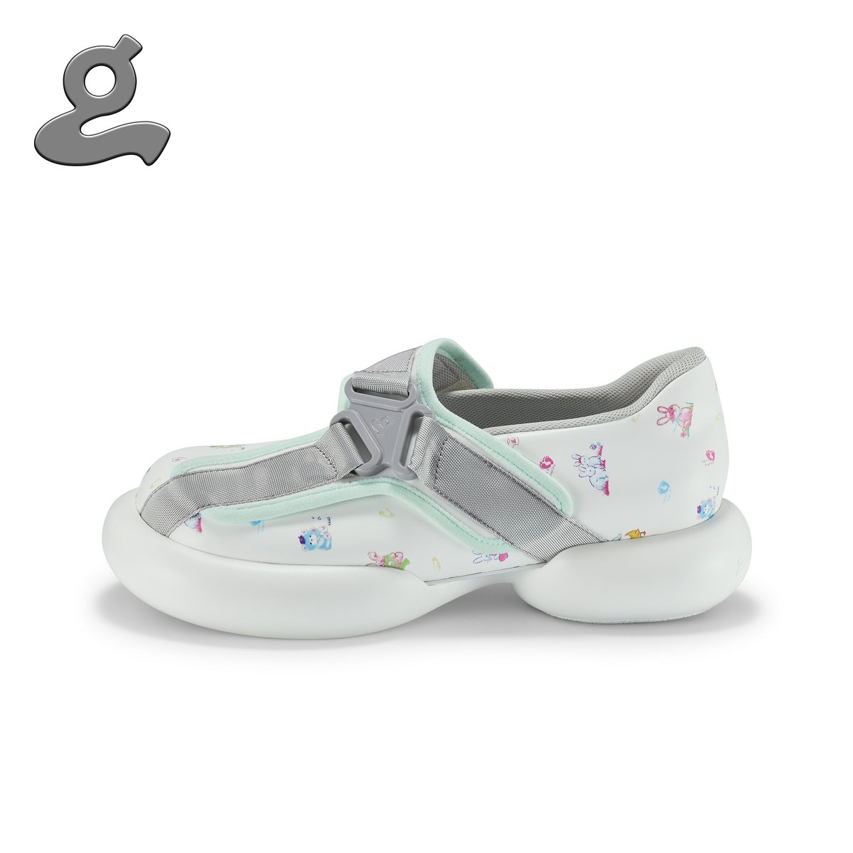 Image of White Printing Safety Buckle Mary Jane shoes