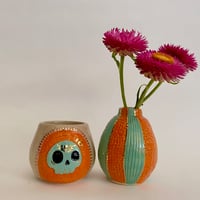 Image 2 of Tea Light Holder - Mini Planter - Skull