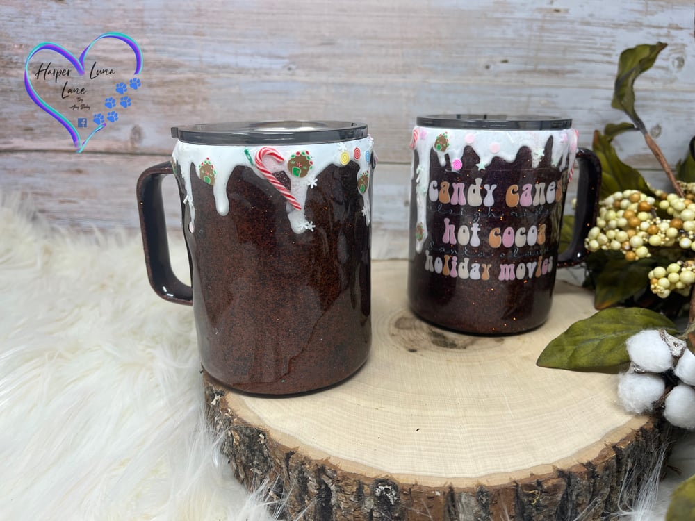 Image of 10oz Brown Tis the Season and Candy Canes Hot Chocolate Mugs