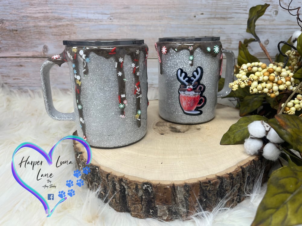 Image of 10oz White Reindeer Hot Chocolate Mugs