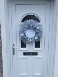 Image 2 of Personalised Silver/Ice Blue Christmas Wreath, Wall Decor, Silver/Ice Blue Door Wreath