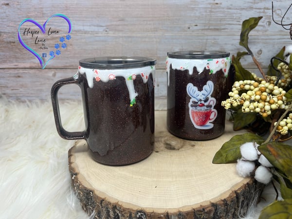 Image of 10oz Brown Reindeer Hot Chocolate Mugs