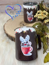 Image 2 of 10oz Brown Reindeer Hot Chocolate Mugs