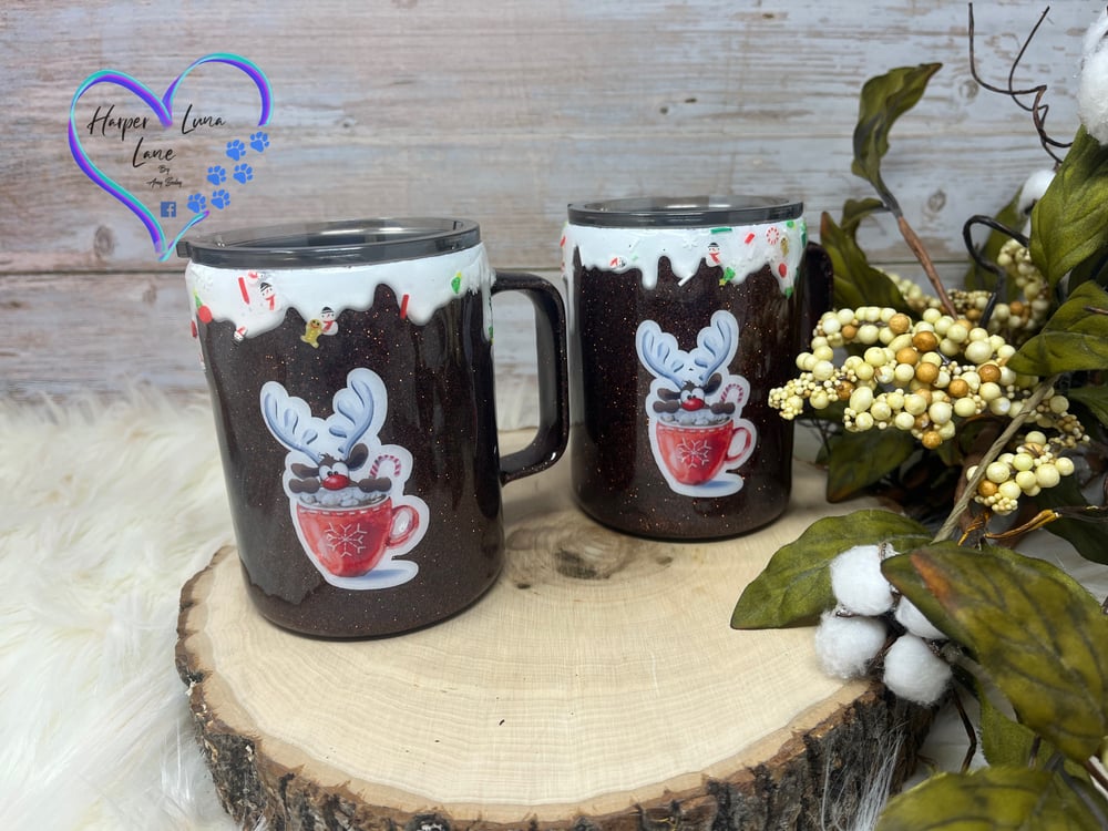 Image of 10oz Brown Reindeer Hot Chocolate Mugs