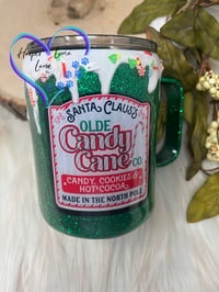 Image 1 of 10oz Green Candy Cane Hot Chocolate Mugs