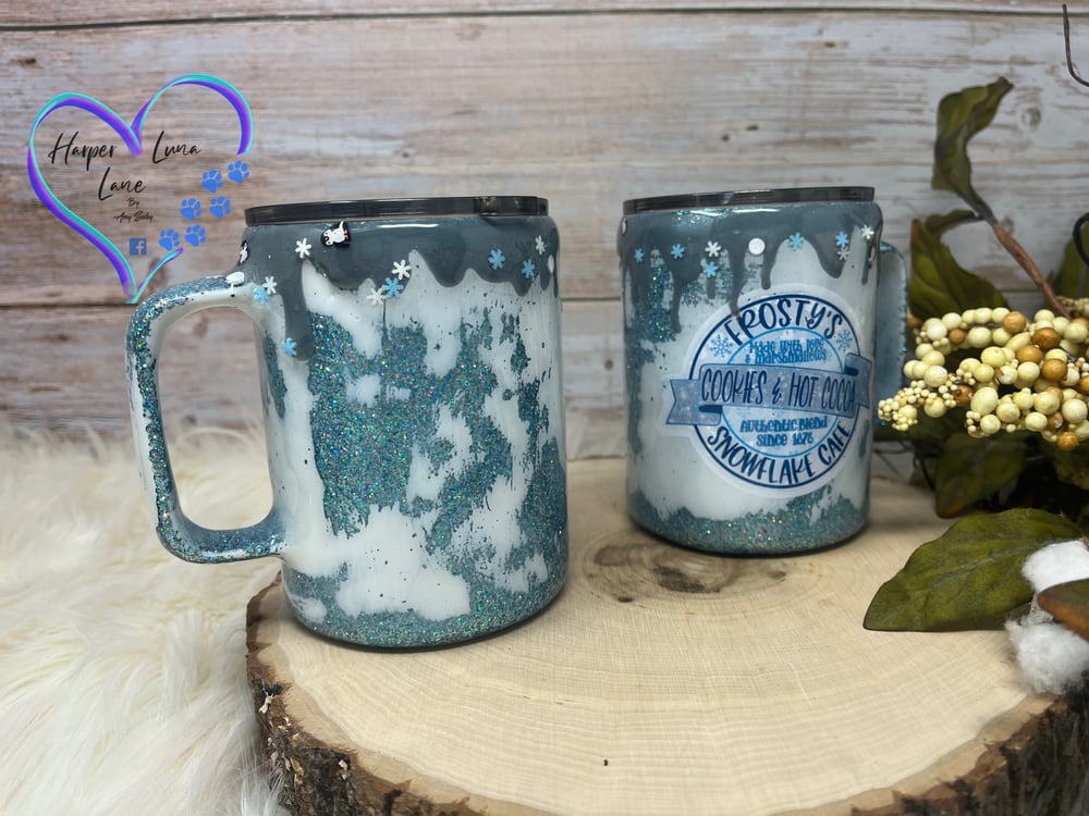 Image of 10oz Blue Frosty Hot Chocolate Mugs