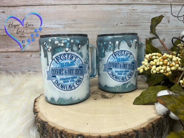 Image of 10oz Blue Frosty Hot Chocolate Mugs