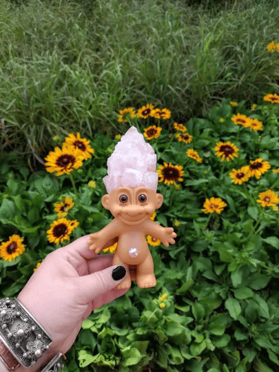 MADE TO ORDER: Rose Quartz Crystal Troll Adult 6"