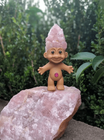 MADE TO ORDER: Rose Quartz Crystal Troll Adult 6"