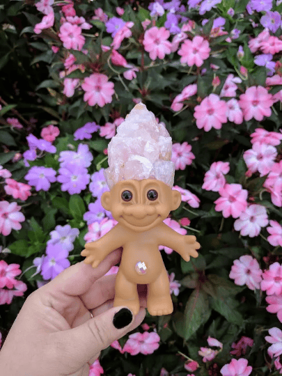 MADE TO ORDER: Rose Quartz Crystal Troll Adult 6"