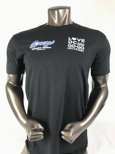 Image of Front/Back Grease LOVE DC GOGO X DC BLACK BROADWAY T-shirt
