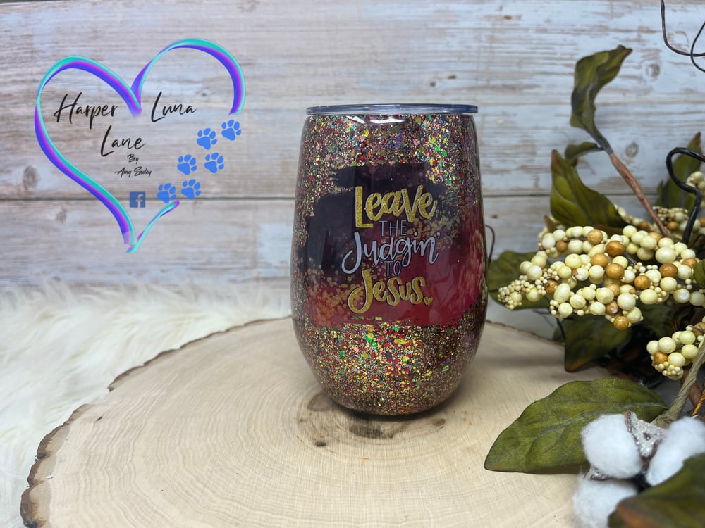 Image of 14oz Leave the Judgin to Jesus Wine Tumbler