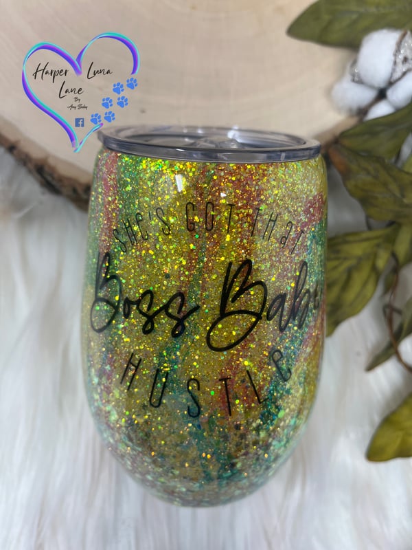 Image of 14oz Boss Babe Hustle Wine Tumbler