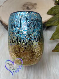 Image 1 of 12oz Blue and Gold Village and Vineyard Wine Tumbler