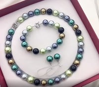 REF : 03 - Natural Multicolor Seashell Round Beads Necklace Chain Bracelet Set Girls