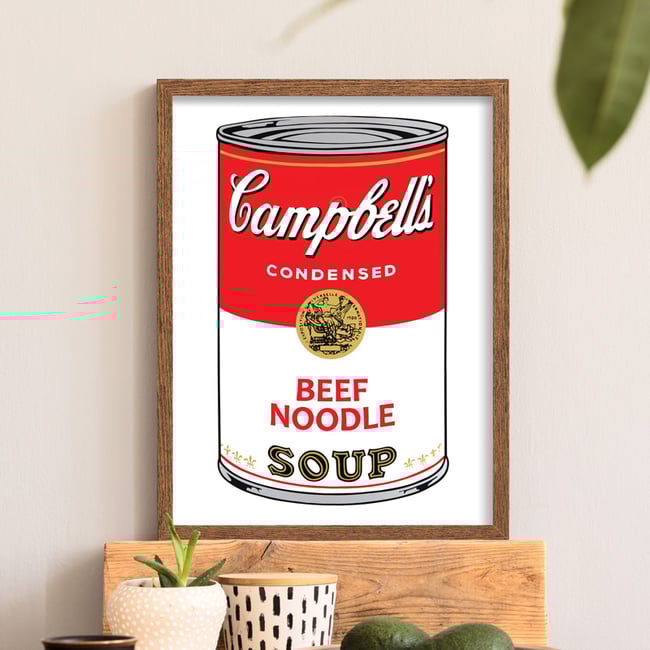 Andy Warhol | Beef Noodle Soup | Campbell's Soup Cans | Pop Art Posters | Modern Art Prints