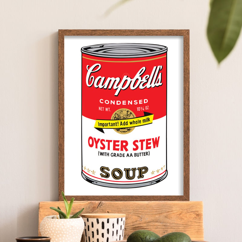 1955 Campbell's Frozen Oyster Stew Canned Soup Food Vintage Print Ad 33708