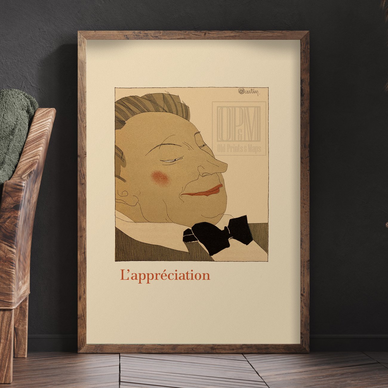L'appreciation Elegant retro wine illustration featuring a refined drinker evaluating a glass of wine, capturing the art of appreciation.