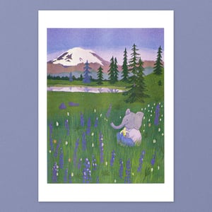 Image of Elephant Poster "Lupines"