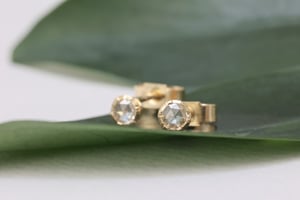 Image of 18ct Gold 3mm Rose-Cut Diamond Stud Earrings