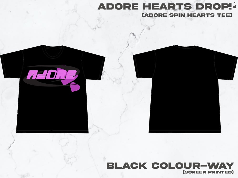 Image of [PRE-ORDER] Adore Spin Hearts (BLACK) Tee