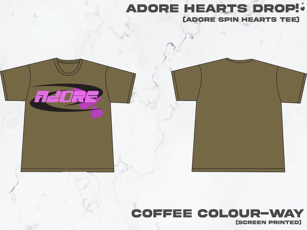 Image of [PRE-ORDER] Adore Spin Hearts (COFFEE) Tee 