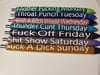 Swear Word Days of the week Custom Epoxy Gel Pens Set Of 7