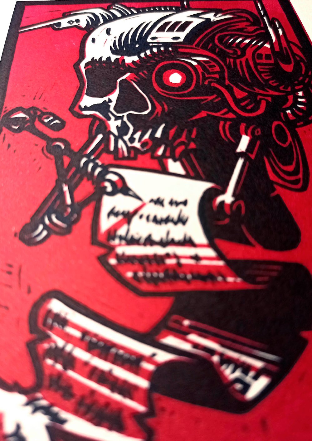 Scribe Skull Linocut Print (LAST ORIGINAL AVAILABLE)