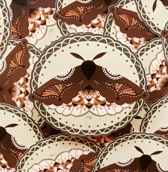 Image of Brown Doily Moth Vinyl Sticker