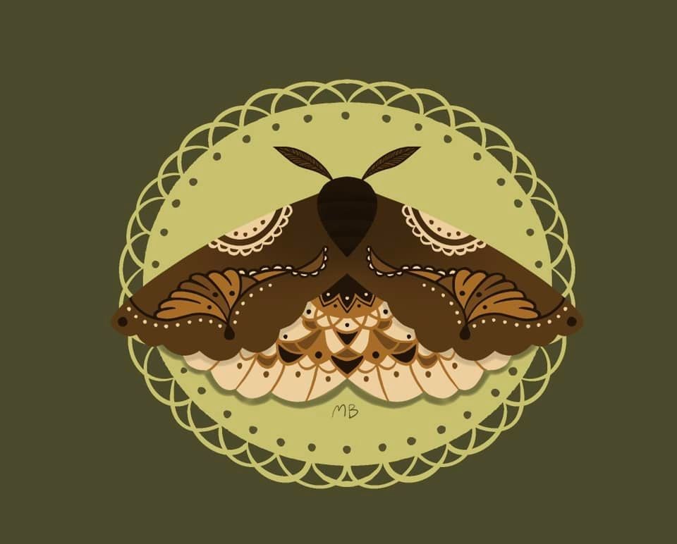 Image of Brown Doily Moth Vinyl Sticker