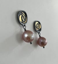 Image 2 of Post Earrings with large Pearl