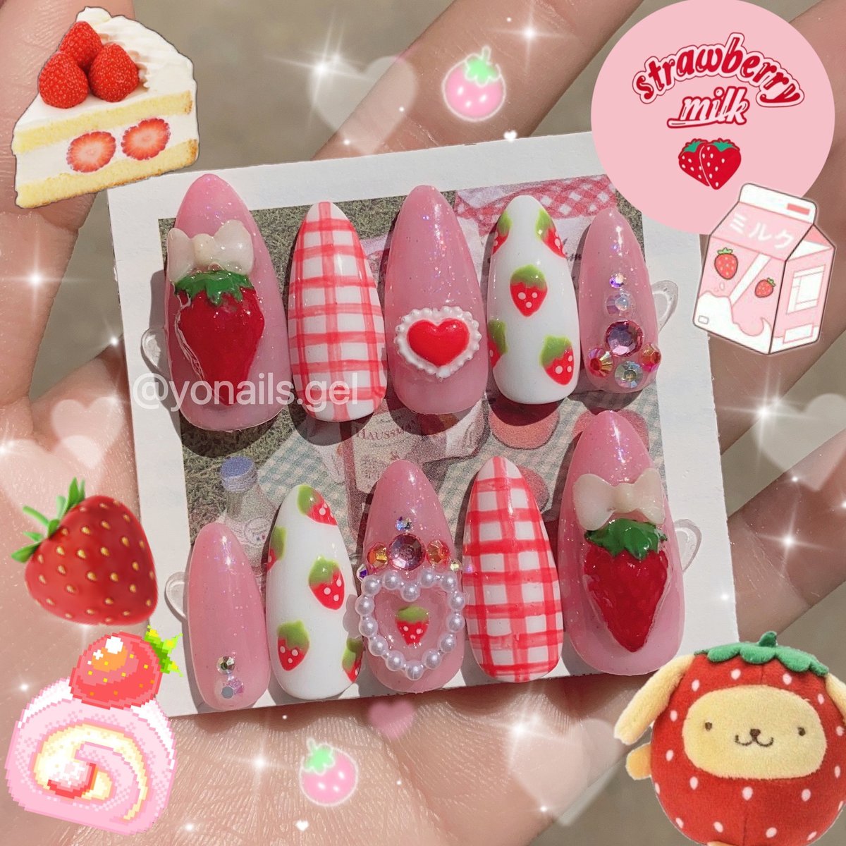 Strawberry Milk Cottagecore | yonails