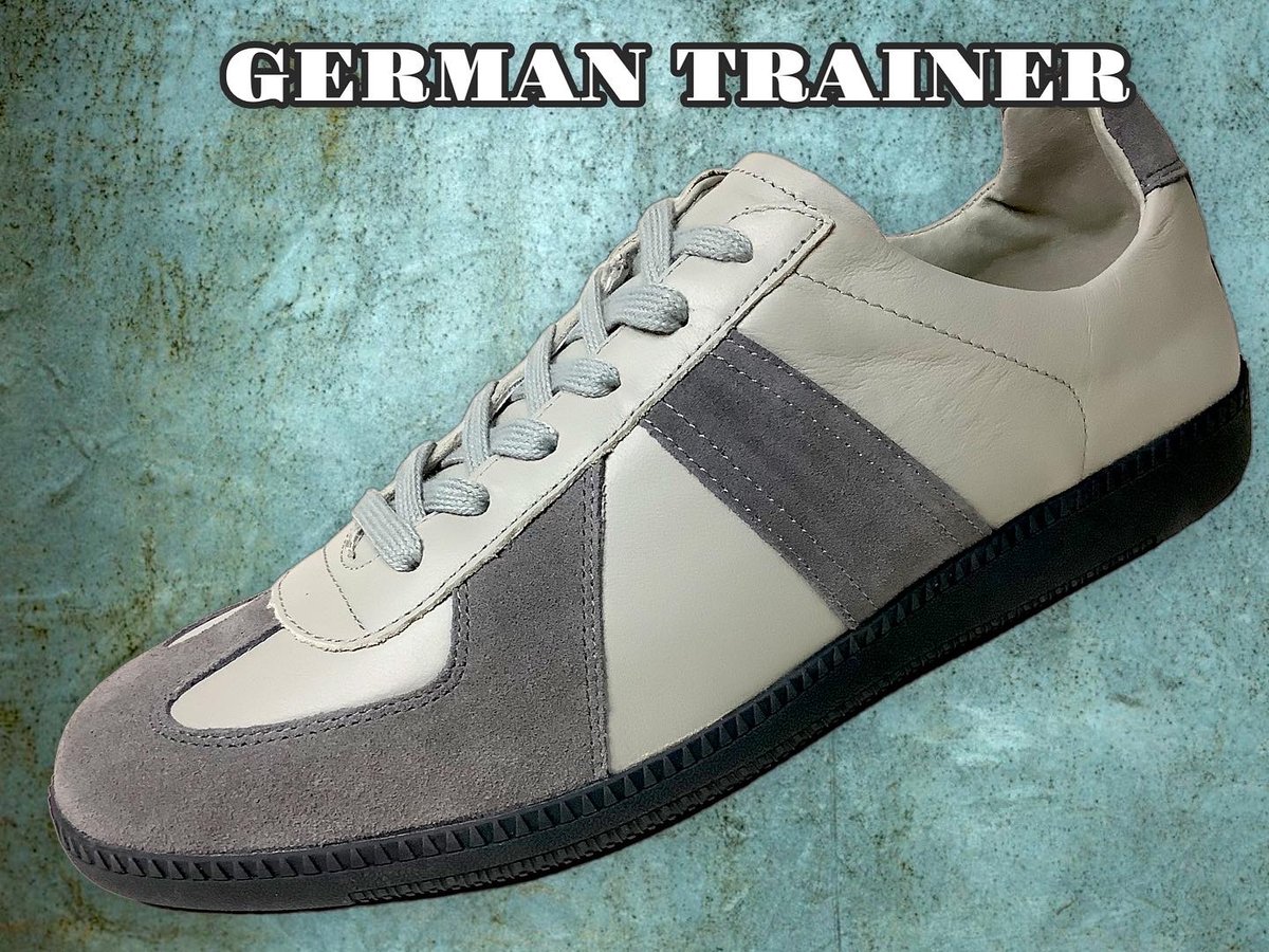 Six feet full grain leather German army trainer sneaker grey
