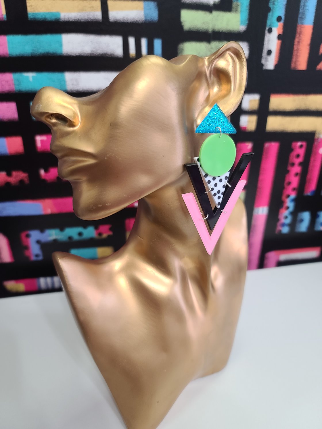 Image of Multi Color Triangle Earrings