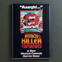 Image 1 of ATTACK OF THE KILLER TOMATOES MOVIE / FRIDGE MAGNET / BUTTON