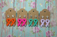 Survivor Clay Cancer Ribbon Earrings