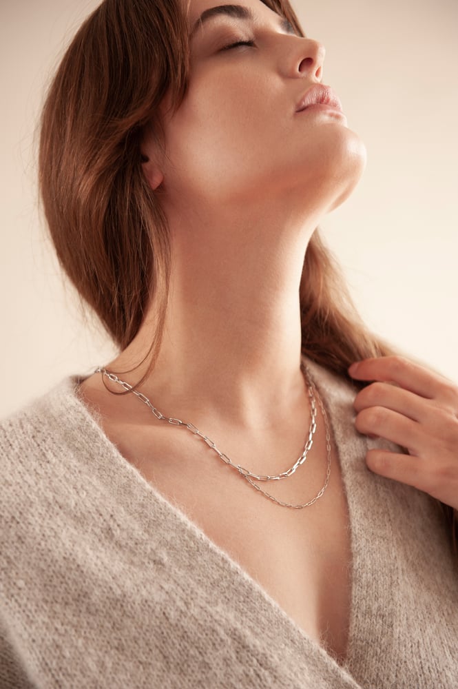 Image of Double rhodium necklace