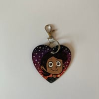 Image 1 of The Owl House Luz inspired hand painted wooden heart shaped keychain