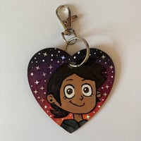 Image 3 of The Owl House Luz inspired hand painted wooden heart shaped keychain