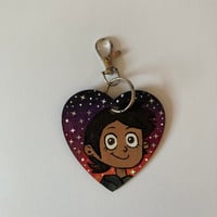 Image 2 of The Owl House Luz inspired hand painted wooden heart shaped keychain