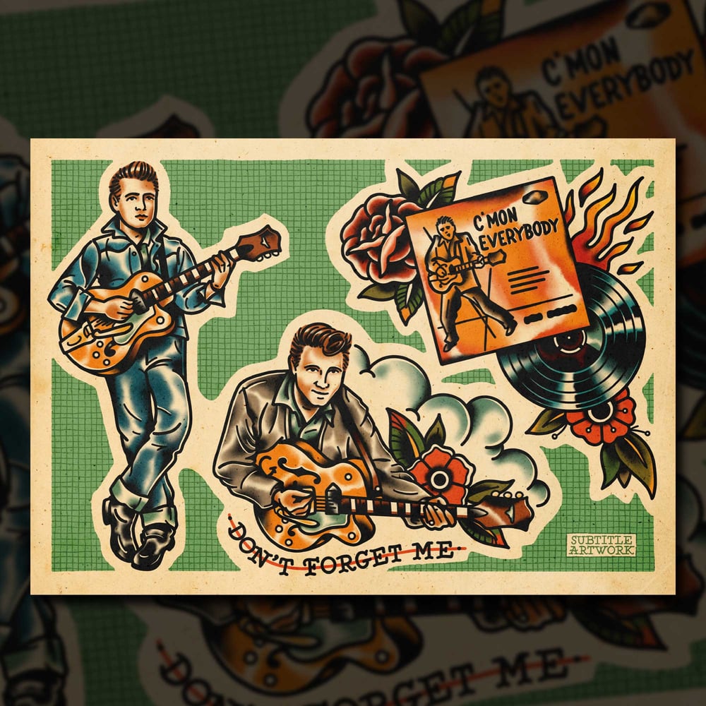 Image of Eddie Cochran - Tattoo Flash Print