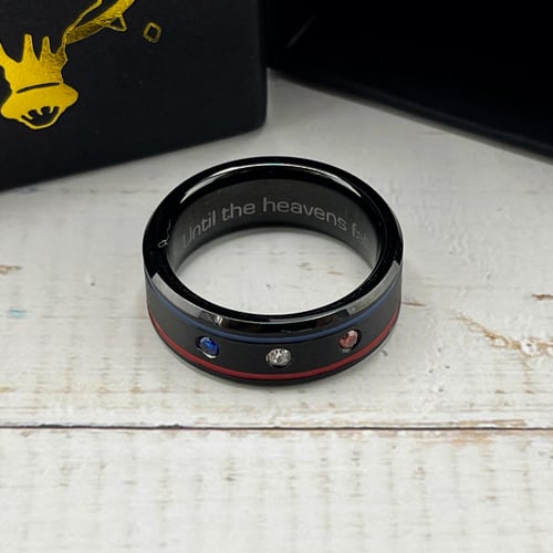 Image of Final Fantasy 14 FFXIV FF14 Alphinaud and Alisae Leveilleur Inspired Tungsten Carbide Ring