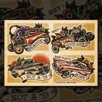 Rockabilly Hot-Rods - Tattoo Flash Print