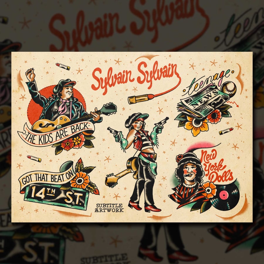 Image of Sylvain Sylvain - Tattoo Flash Print