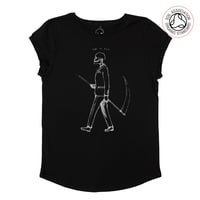 Image 4 of Mr Death Women's Roll Sleeve T-shirt (Organic)