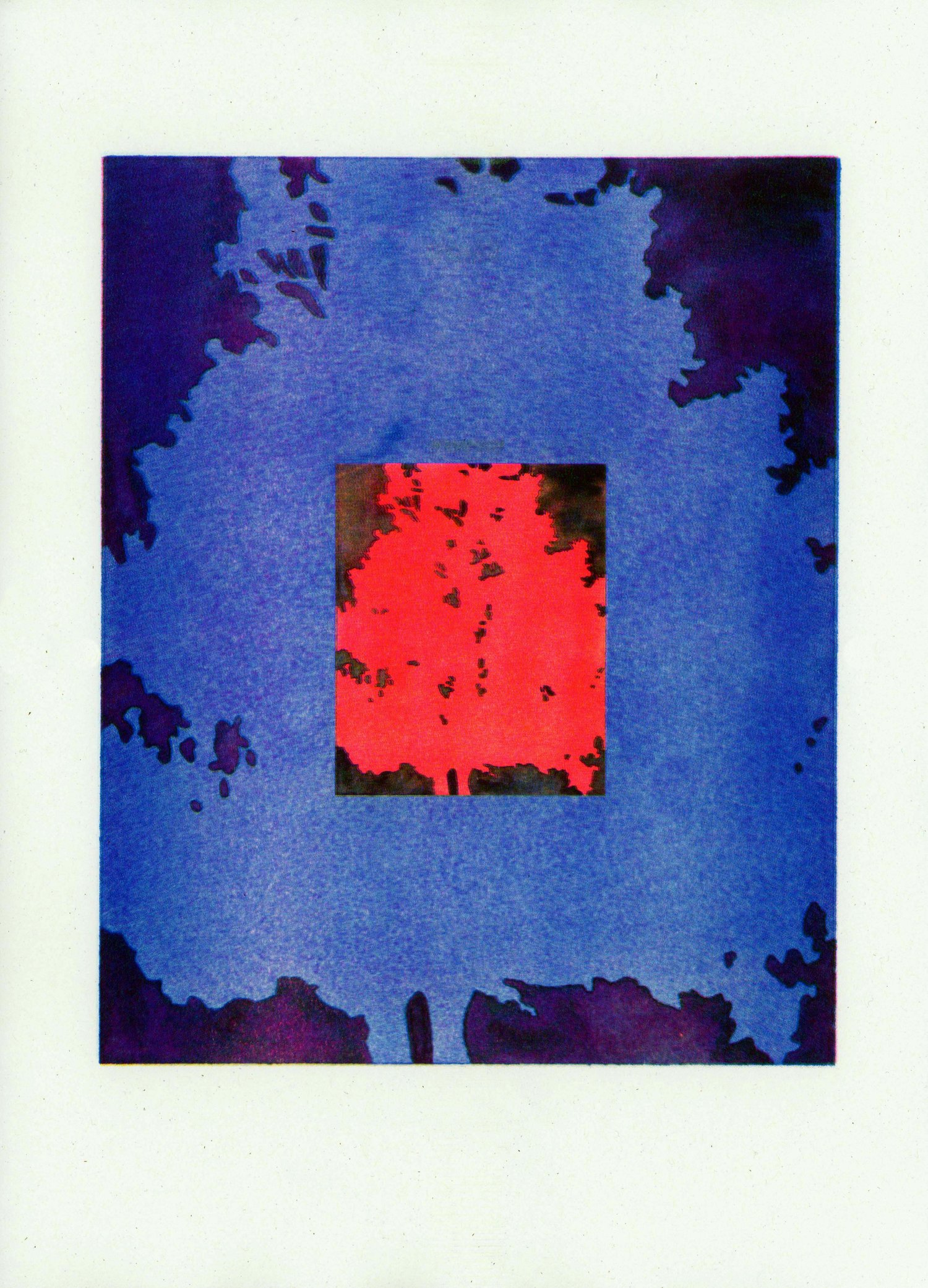 Tree Silhouette - Reddish Pink and Blue
