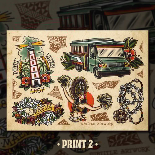 Image of Tahiti - Tattoo Flash Prints