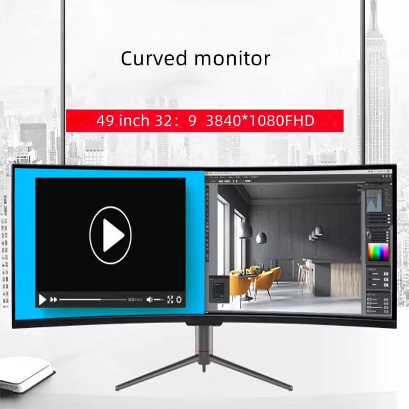 Image of Monitor factory Big Wide Screen Computer Monitor 49 inch Gaming Monitor 4k 165hz 3 Frameless Bezel C